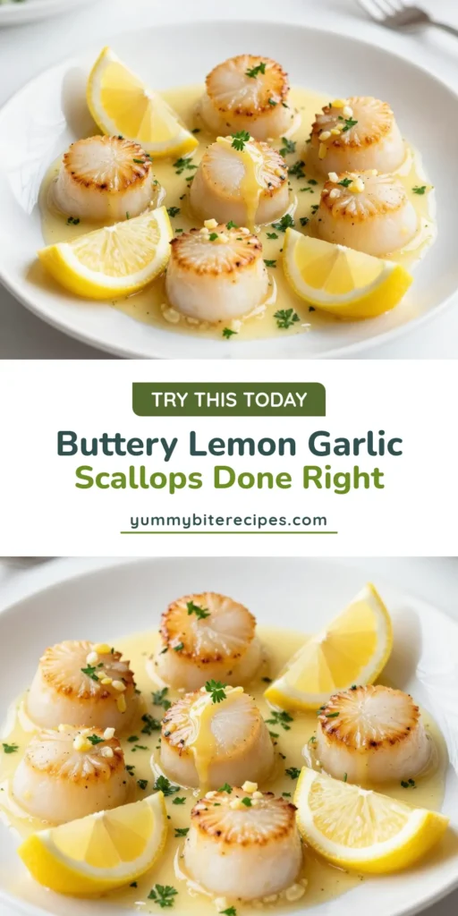 Elevate your seafood dinner ideas with this easy and delicious buttery lemon garlic scallops recipe. These garlic butter scallops are quick to prepare and packed with flavor, making them the perfect choice for any occasion. Learn how to sear scallops to perfection for a dish that's impressive yet simple. Don’t miss out on this mouthwatering recipe – save it for your next meal! #ButteryLemonGarlicScallops #SearedScallopsRecipe #GarlicButterScallops #EasyScallopRecipe