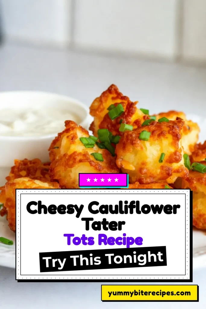 Get ready to indulge in Cheesy Cauliflower Tater Tots! This healthy tater tot recipe is a game-changer for low-carb snacks and keto-friendly appetizers. Packed with flavor and easy to make, these cauliflower recipes are perfect for satisfying your cravings guilt-free. Bake up a batch for your next gathering or enjoy them as a delicious side. Don’t forget to save this recipe for later! #CheesyCauliflowerTaterTots #HealthySnacks #LowCarbRecipes #KetoAppetizers