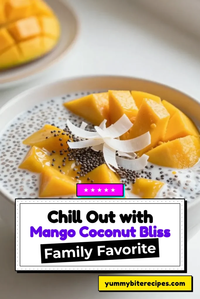 Indulge in this refreshing Mango Coconut Chia Pudding, a delightful vegan mango dessert that's perfect for a healthy treat! This easy chia pudding recipe uses creamy coconut milk and ripe mango to create a luscious texture. Packed with nutrients, this healthy chia seed pudding is ideal for breakfast or a snack. Try it today and elevate your dessert game! Save this recipe for later! #MangoCoconutChiaPudding #VeganDessert #CoconutMilkRecipes #EasyChiaPuddingRecipe