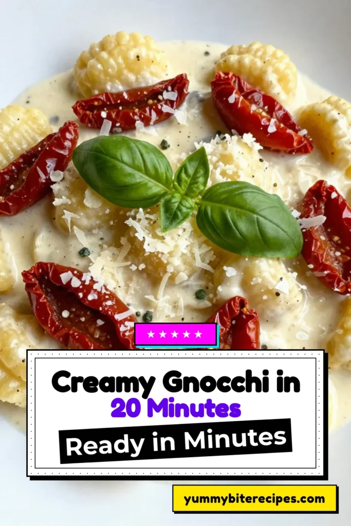 Indulge in this creamy sun-dried tomato gnocchi recipe that's perfect for any weeknight dinner! This easy gnocchi recipe transforms simple ingredients into a rich vegetarian pasta dish featuring a delicious sun-dried tomato cream sauce. Whip up this homemade gnocchi dinner in just 20 minutes, and enjoy a flavorful meal that everyone will love. Save this recipe for later, and impress your guests! #GnocchiRecipes #VegetarianPasta #PastaLovers #SunDriedTomatoes