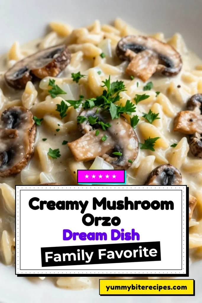 Discover the ultimate creamy mushroom orzo recipe that’s perfect for any meal! This vegetarian orzo dish combines tender orzo pasta with a rich mushroom pasta creamy sauce that’s easy to make and full of flavor. Learn how to cook orzo like a pro with this simple yet delicious recipe that takes just 30 minutes. Save it for an easy pasta recipe your family will love! Try it now! #OrzoRecipe #VegetarianPasta #MushroomDish #EasyCooking