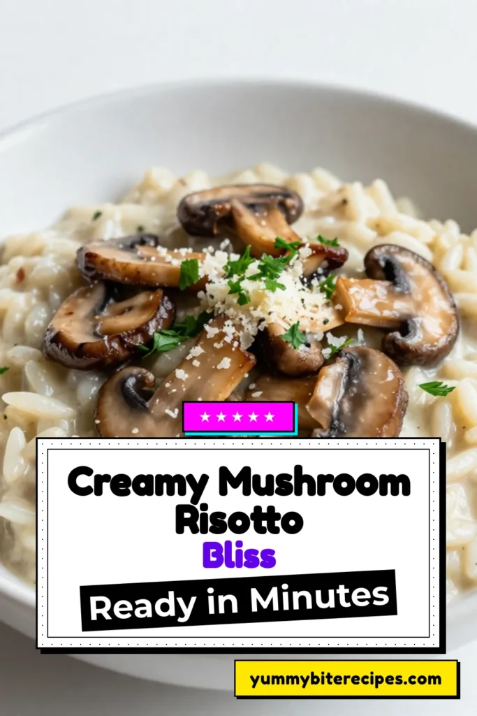 Indulge in this creamy mushroom risotto, a satisfying vegetarian risotto dish that's perfect for any occasion. Made with Arborio rice, this easy risotto with mushrooms comes together in just 30 minutes. With rich flavors and creamy texture, it's a delightful homemade creamy risotto you'll love. Get the recipe and elevate your cooking game! Save for later and enjoy the comfort of this delicious dish. #CreamyMushroomRisotto #ArborioRiceRecipes #VegetarianRisotto #EasyRisottoWithMushrooms