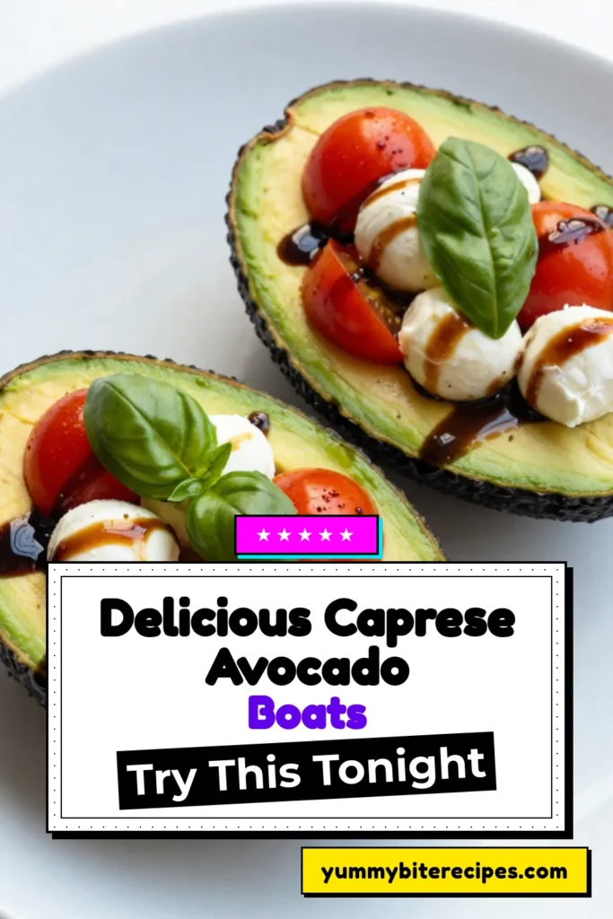 Discover the delightful Caprese stuffed avocado boats, a perfect blend of flavors and healthy ingredients! This avocado salad recipe combines creamy avocados with fresh mozzarella balls, cherry tomatoes, and basil for a delicious Italian avocado dish. Easy to prepare, these mozzarella avocado boats are a fantastic addition to your healthy avocado recipes. Click to explore this tasty dish and save for later! #CapreseStuffedAvocado #HealthyRecipes #AvocadoLove #ItalianDelight