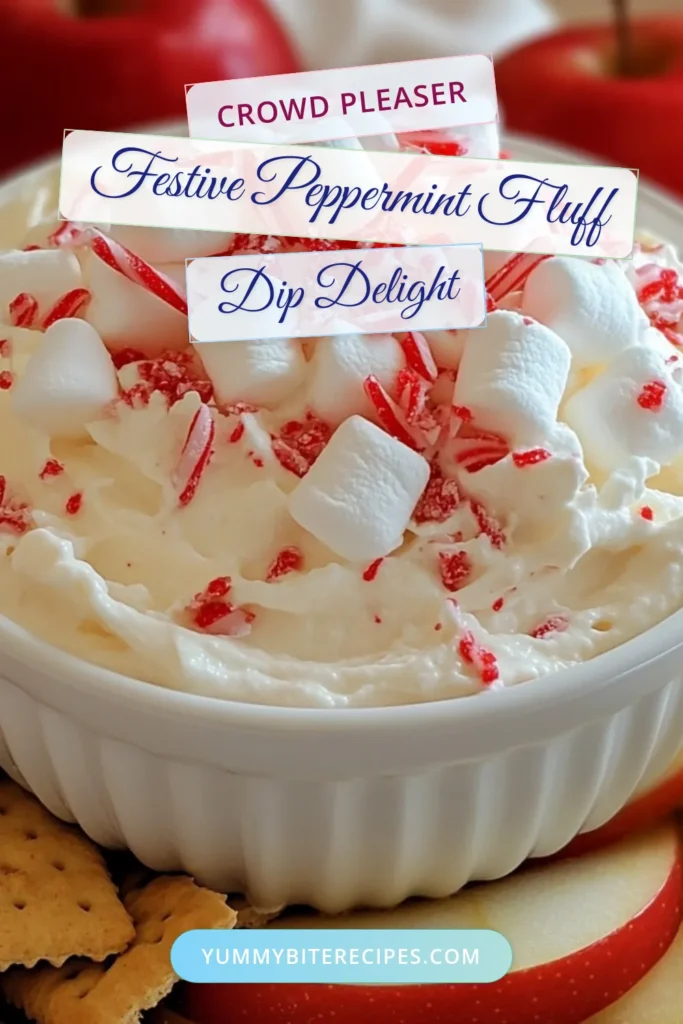 Spread holiday cheer with this Christmas Peppermint Fluff Dip, an easy holiday dessert that's the perfect blend of creamy peppermint goodness. This festive fluff dip recipe comes together in just 15 minutes and requires no baking, making it the ultimate no-bake Christmas treat for gatherings. Serve it with your favorite dippers and impress your guests! Save this delicious recipe for your holiday festivities! #ChristmasPeppermintDip #FestiveFluffDip #EasyHolidayDessert #NoBakeTreat