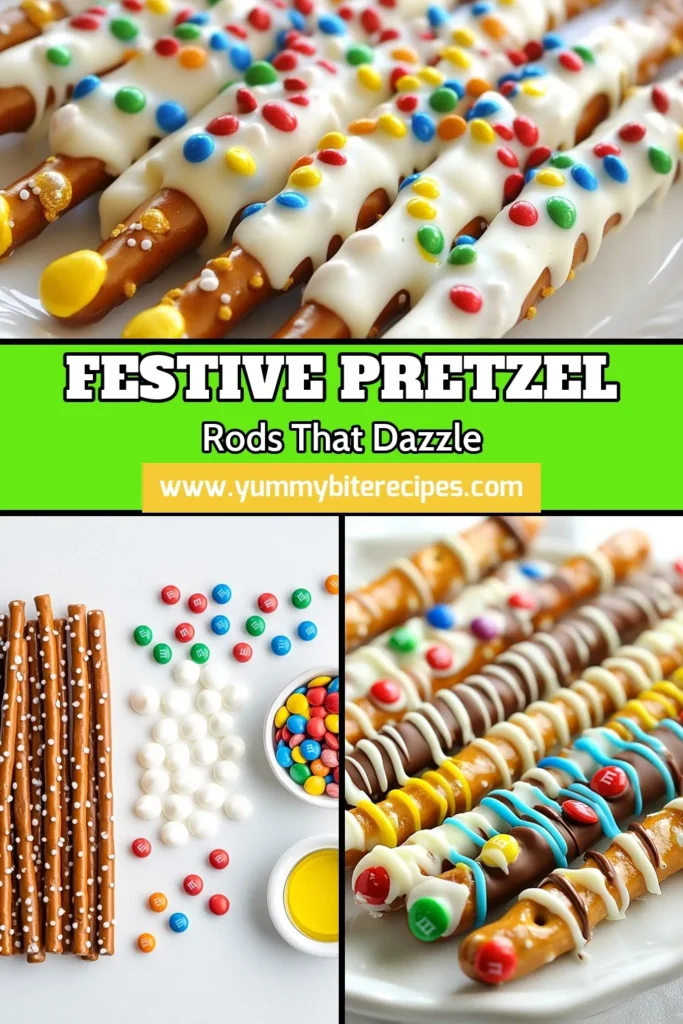Create festive cheer with these Christmas Lights Pretzel Rods! This holiday treats recipe features chocolate-covered pretzels drizzled with colorful candy melts and topped with mini M&M’s for a fun and tasty snack. Perfect for your Christmas dessert recipes, these festive snack ideas are sure to impress your guests and delight your family. Make your holidays brighter and share this easy treat today! #ChristmasPretzelRods #HolidayTreats #FestiveSnacks #ChocolateCoveredPretzels