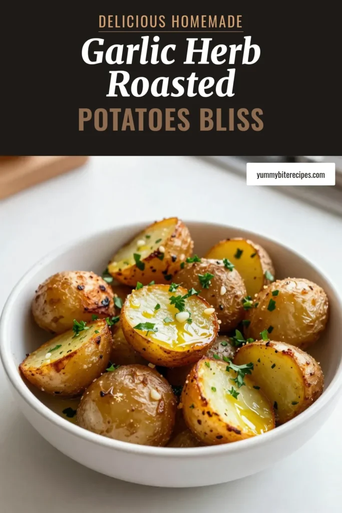 Discover the ultimate Garlic Herb Roasted Potatoes that are sure to impress! This easy roasted potato recipe features crispy roasted baby potatoes infused with garlic and aromatic herbs. Perfectly seasoned, these oven roasted potatoes with garlic make a delightful side dish. Ready in just 45 minutes, you’ll love this seasoned baby potatoes recipe for any meal. Don’t miss out—save it for your next dinner! #RoastedPotatoes #EasyRecipes #PotatoLovers #CookingAtHome