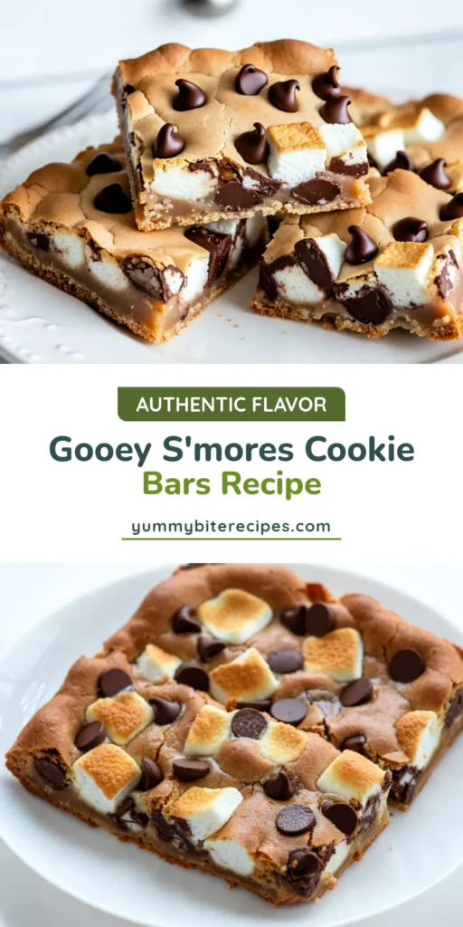 Indulge in these S'mores cookie bars that combine the classic flavors of chocolate, marshmallow, and graham crackers in one easy cookie bar recipe. Perfect for any occasion, these chocolate marshmallow desserts are a crowd-pleaser! Baking s'mores cookies has never been easier. Follow this simple recipe to create gooey, delicious graham cracker cookie bars your family will love. Save and try them today! #S'moresCookieBars #EasyCookieRecipe #ChocolateDessert #GrahamCrackerBars