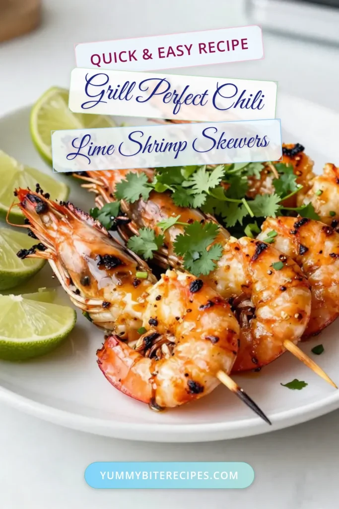 Spice up your summer grilling with these delicious Chili Lime Shrimp Skewers! This easy grilled shrimp recipe features a vibrant marinade for shrimp made with lime, honey, and chili powder for that perfect zesty kick. Ideal for summer gatherings, these shrimp skewers are quick to make and full of flavor. Impress your guests and make them unforgettable! Try it today! #ChiliLimeShrimpSkewers #GrilledShrimpRecipe #EasyShrimpSkewers #SummerGrillingRecipes