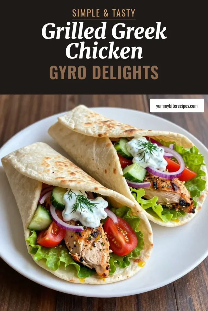 Try this delicious Greek chicken gyro recipe that combines juicy grilled chicken with fresh veggies and homemade tzatziki sauce. Perfect as a chicken wrap with tzatziki, these healthy Greek pita wraps make for a nutritious lunch or dinner. Enjoy your grilled chicken gyro wraps wrapped up and bursting with flavor! Save this recipe now for a tasty meal that's easy and satisfying. #GreekChickenGyroRecipe #HealthyGreekPitaWraps #Tzatziki #HomemadeGyros