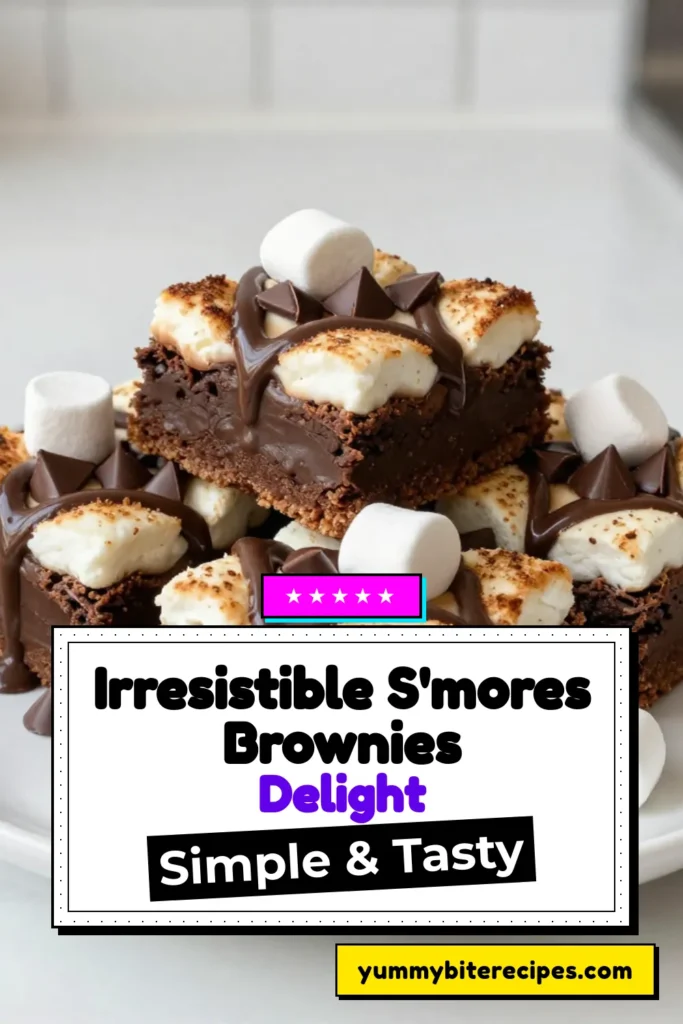 Indulge in the perfect treat with these S’mores brownie bars! This easy brownie recipe combines rich chocolate and fluffy marshmallows for a delightful chocolate marshmallow dessert. Enjoy homemade S’mores treats with a graham cracker crust that's simply irresistible! Bake up these graham cracker brownie bars in no time and wow your friends and family. Click to discover your new favorite dessert! #SmoresBrownieBars #EasyBrownieRecipe #HomemadeSmores #ChocolateDessert