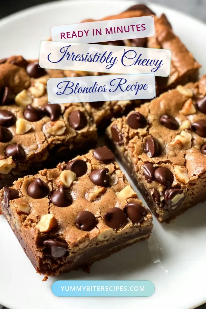 Indulge in these irresistible Brown Butter Blondies that are simply the best chewy blondies recipe you’ll ever try! With rich chocolate chips and optional walnuts, these easy blondies dessert is perfect for any occasion. Homemade blondies with walnuts provide a delightful crunch, making every bite memorable. Don't miss out—try this recipe today and save it for later! #BrownButterBlondies #ChewyBlondiesRecipe #ChocolateChipBlondies #EasyBlondiesDessert