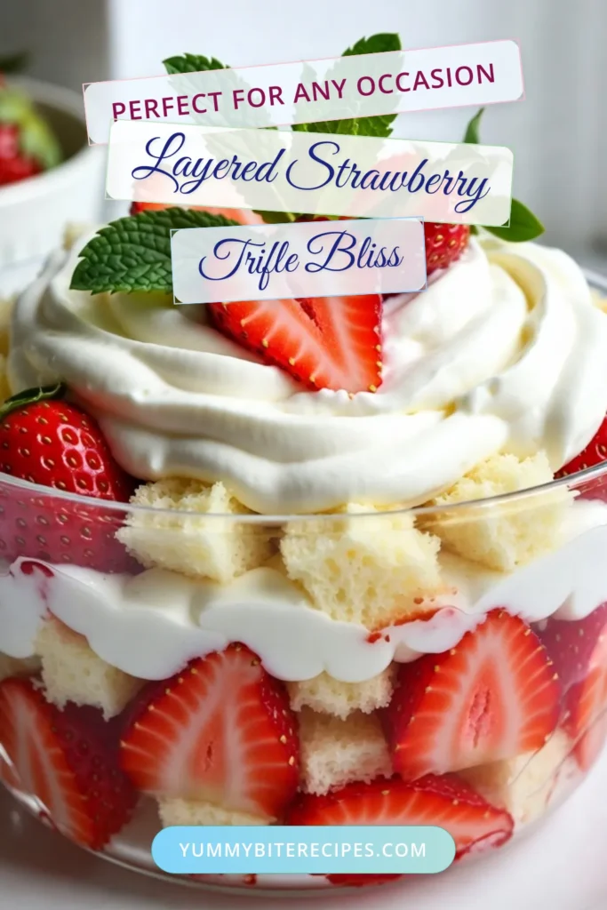 Indulge in a luscious Strawberry Shortcake Trifle that's perfect for any occasion! This easy strawberry dessert combines fresh strawberries, creamy Greek yogurt, and fluffy whipped cream, making it a delightful layered strawberry dessert. Your guests will love this show-stopping treat. Try this simple Strawberry Trifle recipe today and impress your friends and family! Save this recipe for your next gathering! #StrawberryShortcakeTrifle #StrawberryTrifleRecipe #EasyStrawberryDessert #LayeredStrawberryDessert