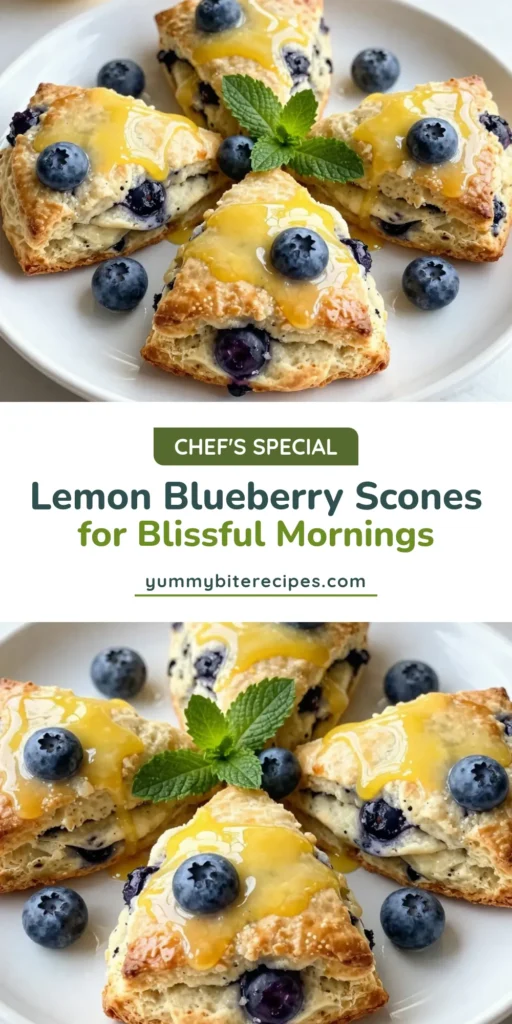 Indulge in these delicious lemon blueberry scones that perfectly blend zesty lemon and juicy blueberries. This easy scone recipe yields fluffy, homemade scones ideal for breakfast or a sweet treat. Try this blueberry scone recipe that will impress family and friends. Bake a batch today and enjoy delightful lemon desserts! Save this recipe now for a burst of flavor later! #LemonBlueberryScones #EasySconeRecipe #HomemadeScones #LemonDesserts