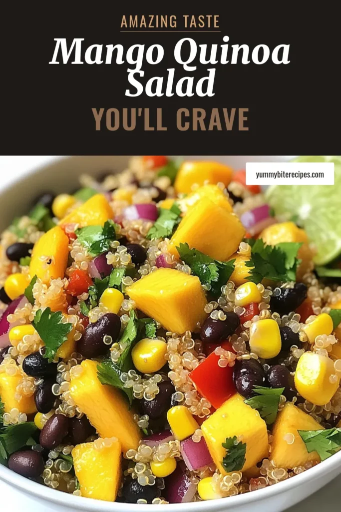 Discover the vibrant flavors of Mango Black Bean Quinoa Salad! This healthy quinoa salad recipe combines juicy mango, protein-rich black beans, and fresh veggies for a delightful dish that's perfect for any meal. Ideal for vegetarian quinoa dishes, this colorful salad is not just nutritious but also a feast for the eyes. Try this easy recipe and enjoy a fresh and flavorful boost to your diet! Save and share today! #MangoBlackBeanQuinoaSalad #QuinoaSaladRecipes #HealthyMangoSalad #VegetarianQuinoaDishes