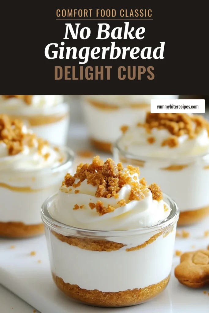 Discover the ultimate holiday dessert with these no-bake gingerbread cheesecake cups! This easy cheesecake recipe combines creamy, spiced layers of gingerbread cheesecake, perfect for festive gatherings. With a buttery graham cracker base and topped with crushed gingerbread cookies, these delightful cream cheese desserts are sure to impress. Give them a try and make your holiday season sweeter! Save this recipe for your holiday dessert recipes! #HolidayDesserts #GingerbreadCheesecakeCups #NoBakeDesserts #EasyCheesecakeRecipe