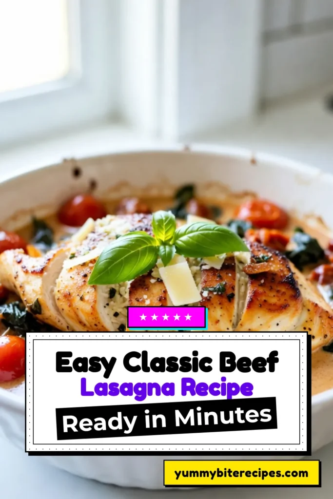 Discover the ultimate Tuscan chicken recipe with this easy one-pan chicken dinner that brings Mediterranean flavors to your table! This creamy chicken skillet features tender chicken breasts, vibrant cherry tomatoes, and fresh spinach, all effortlessly cooked in one pan. Perfect for busy weeknights, this Mediterranean chicken dish will impress your family and friends. Save this delicious recipe and elevate your meal prep today! #TuscanChicken #OnePanDinner #EasyChickenRecipes #MediterraneanCooking