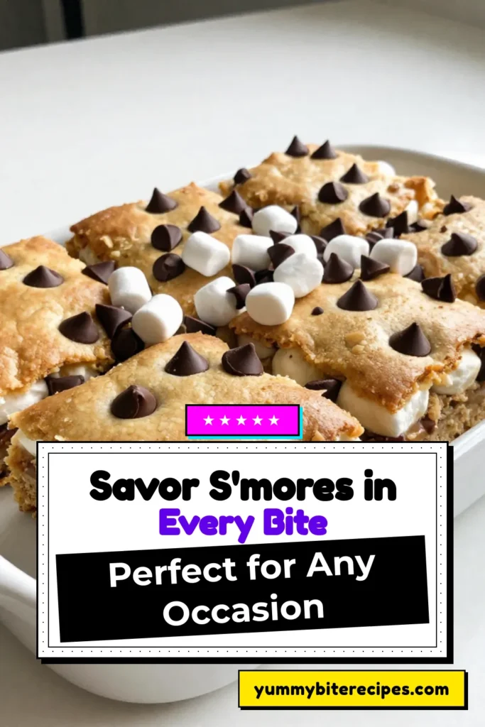 Indulge in the delight of homemade s'mores cookie bars with this easy s’mores bars recipe! These irresistible chocolate chip cookie bars feature graham cracker dessert bars layered with gooey marshmallows and rich chocolate. Perfect for gatherings or satisfying your sweet tooth, these s'mores bars are a must-try! Click to discover the full recipe and elevate your dessert game! #SmoresCookieBars #EasySmoresBars #ChocolateChipCookieBars #GrahamCrackerDessertBars