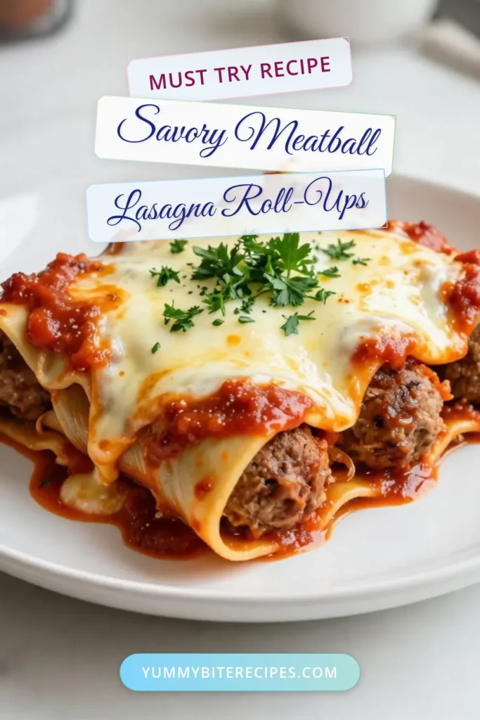 Indulge in these delicious Italian meatball lasagna roll-ups! This easy lasagna roll-ups recipe layers tender noodles with flavorful meatballs and melty cheese, creating a comforting dish your family will love. Perfect for weeknight dinners, these baked lasagna roll-ups are a fun twist on classic lasagna. Get ready to impress with this simple and satisfying meatball lasagna! Save this recipe for your next meal! #LasagnaRollUps #ItalianMeatballs #EasyDinner #ComfortFood