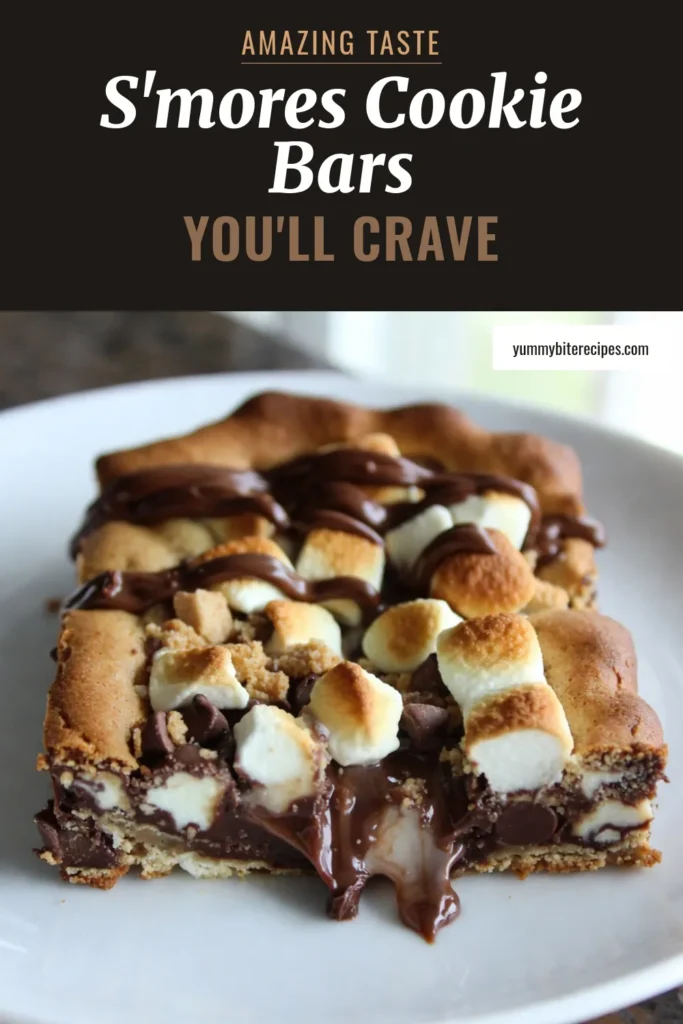 Indulge in these delicious S'mores Cookie Bars with this easy cookie bars dessert recipe! Perfectly stacked with layers of chocolate marshmallow goodness, these chocolate marshmallow cookie bars are made with graham cracker crumbs for that classic flavor. Don't miss out on these s'mores bars with chocolate chips that are sure to delight! Save this S'mores cookie bars recipe for your next sweet craving! #SmoreCookieBars #DessertRecipes #CookieBars #ChocolateDesserts