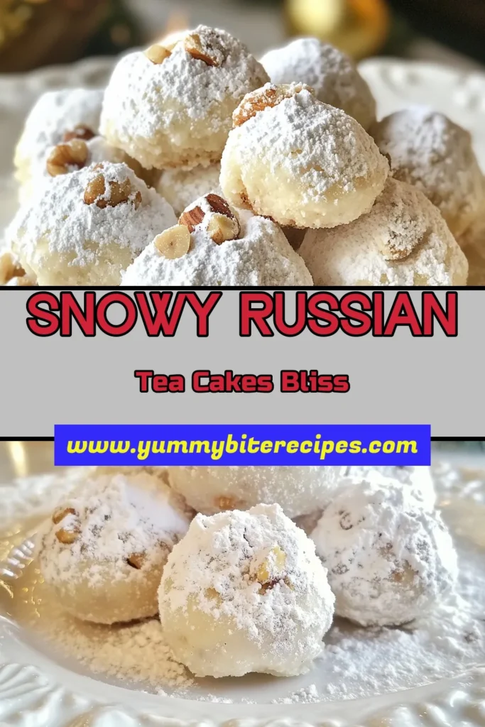 Indulge in the festive spirit with Snowy Delight Russian Tea Cakes, a delightful Russian tea cakes recipe perfect for your holiday gatherings. These powdered sugar cookies offer a melt-in-your-mouth experience, combining buttery flavors with crunchy nut cookies. Easy to make, they are sure to be a hit at any cookie swap! Save this recipe for the holidays and treat yourself to a batch of these sweet delights. #RussianTeaCakes #HolidayCookies #NutCookies #PowderedSugarCookies