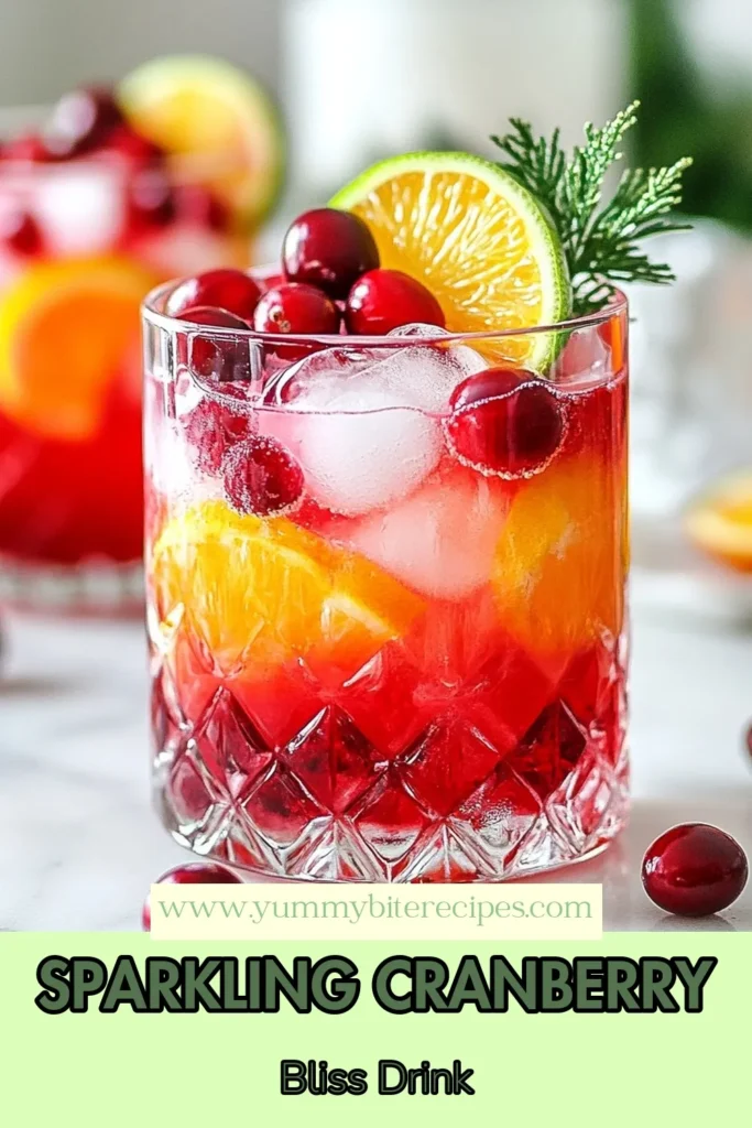 Celebrate the holidays with this Sparkling Cranberry Christmas Mocktail! This easy cranberry mocktail recipe combines cranberry juice, sparkling water, and fresh citrus for a refreshing festive non-alcoholic drink. Perfect for gatherings, this vibrant sparkling cranberry beverage is one of the best holiday mocktail ideas. Serve it chilled and garnished with cranberries, lime, and mint. Try it today and impress your guests! #CranberryMocktail #HolidayDrinks #NonAlcoholic #MocktailIdeas