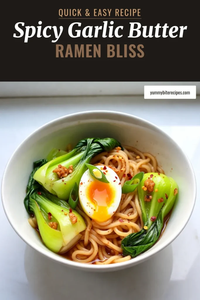 Delight in the bold flavors of Spicy Garlic Butter Ramen with this easy instant ramen recipe! Perfect for a quick meal, this vegetarian ramen recipe features a homemade ramen broth that elevates instant noodles to gourmet status. With spicy garlic butter, fresh bok choy, and optional eggs for creaminess, every bite is bursting with flavor. Try this delicious recipe today and transform your ramen nights! #SpicyGarlicButterRamen #EasyRamenNoodles #HomemadeRamen #VegetarianRamenRecipe