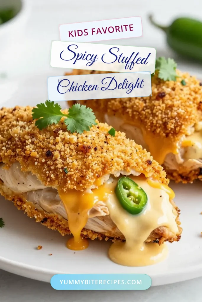 Discover the perfect dinner with this delicious jalapeño popper stuffed chicken recipe! This creamy jalapeño chicken features tender chicken breasts stuffed with a flavorful blend of cream cheese, cheddar, and spicy jalapeños. Easy to make and baked to perfection, this spicy chicken breast recipe is sure to impress. Try these baked stuffed chicken breasts for a meal that's both comforting and exciting. Save this recipe for your next family feast! #StuffedChickenRecipe #SpicyChicken #BakedChickenBreasts #JalapenoPopperChicken