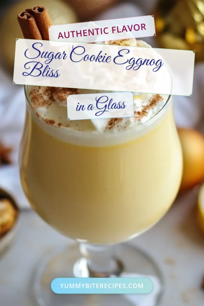 Indulge in a delightful sugar cookie cocktail with this eggnog cocktail recipe perfect for the holidays. This festive drink combines creamy eggnog, spiced flavors, and is topped with whipped cream and crushed sugar cookies, making it one of the best holiday drinks with eggnog. Impress your guests with this easy spiced eggnog drink! Save this recipe for your next holiday gathering and enjoy the cheer. #SugarCookieCocktail #EggnogCocktailRecipe #FestiveCocktails #HolidayDrinks