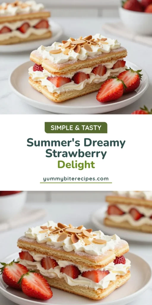 Indulge in the irresistible Strawberry Shortcake Icebox Cake, the perfect no-bake strawberry dessert for hot summer days! This easy icebox cake recipe features layers of fluffy whipped cream cake dessert and sweet, juicy strawberries, all nestled between ladyfinger cookies. With just a few simple steps, you can create a delightful treat that impresses everyone. Save this recipe for a refreshing dessert that’s a breeze to make! #StrawberryShortcake #IceboxCake #NoBakeDessert #WhippedCreamCake