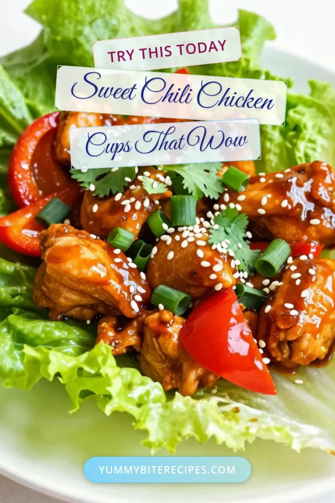 Discover the deliciousness of Sweet Chili Chicken Lettuce Cups, a perfect blend of flavors in a healthy, low-carb dish! These Easy Chicken Dinners are not only scrumptious but also make for delightful Asian-Inspired Chicken Snacks. Packed with diced chicken, fresh veggies, and a savory sweet chili sauce, these lettuce wraps are a must-try! Save this recipe for your next meal! #SweetChiliChickenLettuceCups #HealthyChickenRecipes #LowCarbLettuceWraps #EasyChickenDinners