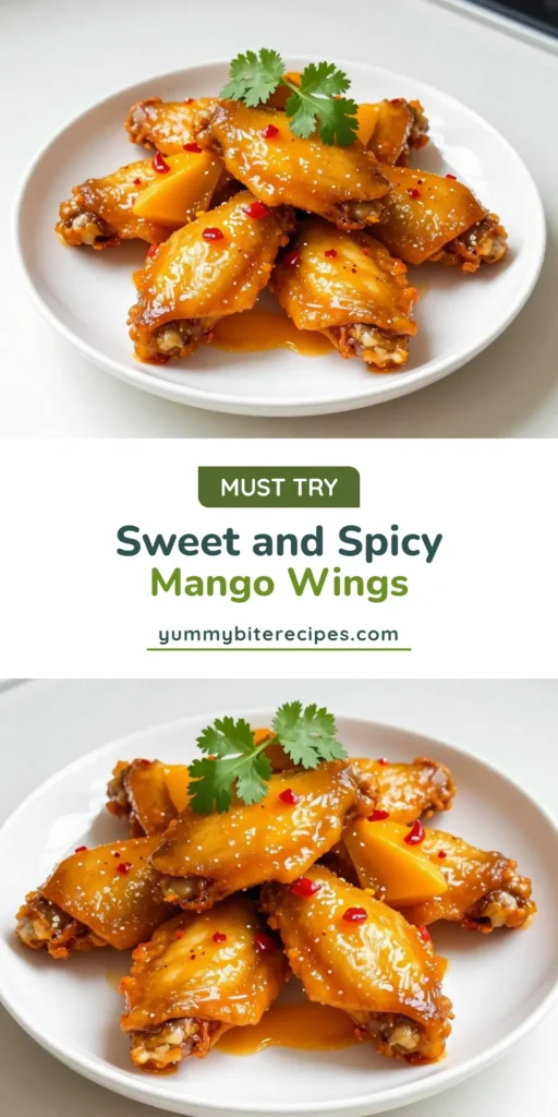 Spice up your game day with these mouthwatering Mango Habanero Chicken Wings! This spicy chicken wings recipe features a tangy mango wings marinade blended with fresh habanero for a kick your taste buds will love. Oven baked chicken wings ensure a crispy finish, and a honey habanero glaze takes them over the top. Perfect for parties or a tasty dinner. Try this recipe today! Save for later! #MangoHabaneroWings #SpicyChickenWings #OvenBakedWings #HoneyHabaneroGlaze