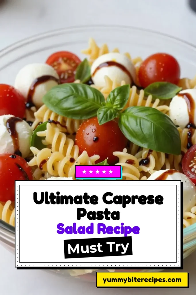 Discover the deliciousness of Classic Caprese Pasta Salad with our easy Italian pasta salad recipe! Bursting with fresh mozzarella, juicy cherry tomatoes, and aromatic basil, this Fresh Mozzarella Pasta Salad is a perfect side dish for any occasion. Whip up this Cherry Tomato Salad Recipe in just 15 minutes and impress your guests! Dive into summer flavors today—save and try this recipe! #CapresePastaSalad #ClassicPastaSaladRecipe #EasyItalianPastaSalad #CherryTomatoSaladRecipe