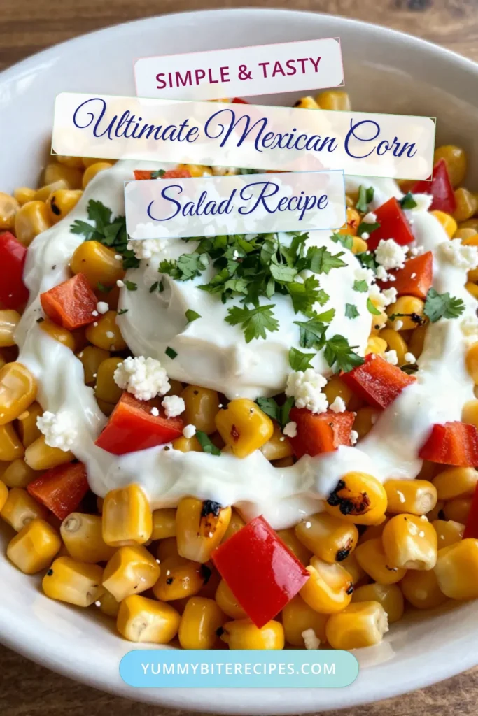 Celebrate summer with this vibrant Mexican Street Corn Salad! This grilled corn salad recipe features charred corn, creamy cotija cheese, and zesty lime for a refreshing twist. Perfect as a side dish or a light meal, this corn salad with lime is a must-try! Enjoy this easy summer corn salad recipe with friends and family. Click to save and try this delicious cotija cheese salad today! #MexicanStreetCornSalad #SummerRecipes #CornSalad #Foodie