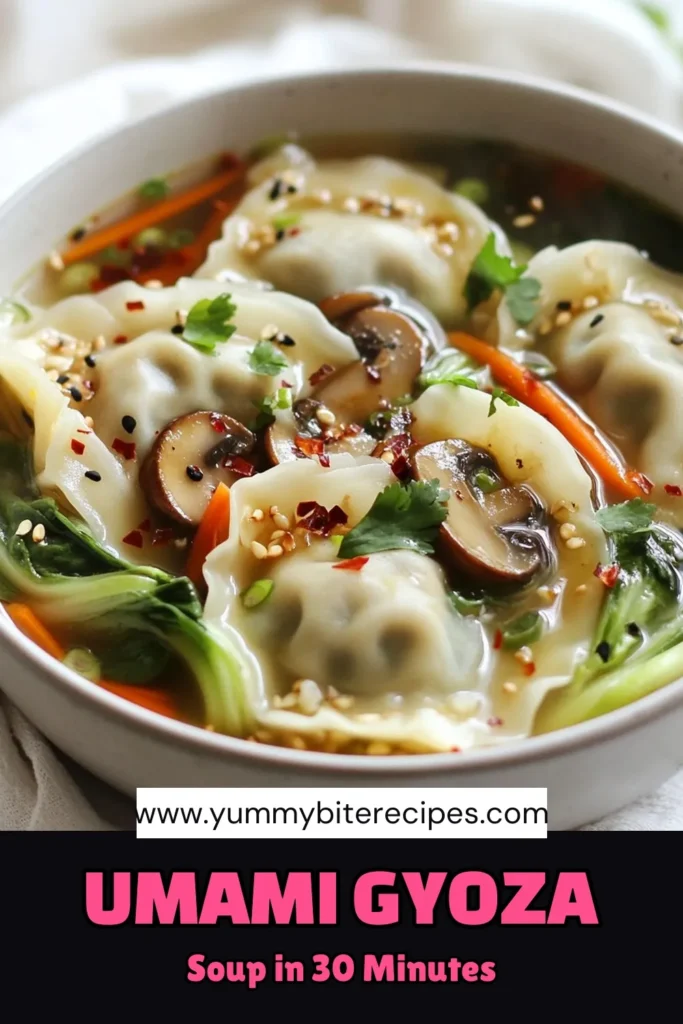 Discover the comforting and delicious Umami Gyoza Soup that's perfect for any day! This easy gyoza soup recipe combines savory vegetable broth gyoza, flavorful miso, and fresh veggies. In just 30 minutes, you can create a bowl of warmth that is satisfying and nourishing. Perfect as a quick meal or cozy dinner! Save this recipe for later and impress your friends with your culinary skills. #UmamiGyozaSoup #GyozaSoupRecipe #MisoSoupWithGyoza #EasyGyozaSoup