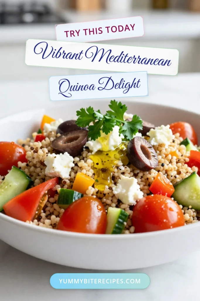 Discover the ultimate Mediterranean quinoa salad recipe that’s perfect for your summer gatherings! This healthy quinoa salad combines fluffy quinoa with fresh veggies, creamy feta, and flavorful olives, making it a delicious addition to your Mediterranean diet recipes. Easy to prepare and refreshing, this quinoa salad with feta will become your go-to dish. Click to save and enjoy this vibrant summer salad recipe now! #MediterraneanQuinoaSalad #HealthyQuinoaSalad #QuinoaSaladWithFeta #MediterraneanDietRecipes