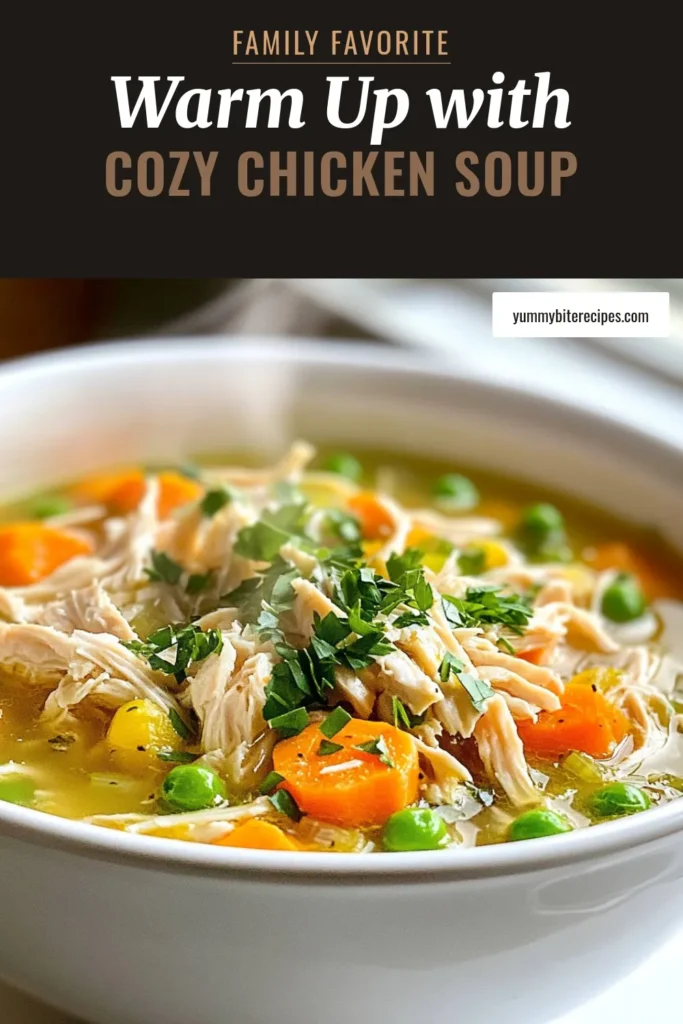 Warm up with this cozy chicken soup that combines flavors and comfort in every bite. This easy chicken soup recipe uses rotisserie chicken for a quick meal that feels homemade. Perfect as a go-to comfort food recipe, this homemade chicken soup is loaded with fresh veggies and herbs, making it a nutritious choice for any day. Click to discover this cozy chicken soup and save for later! #ComfortFood #EasyChickenSoup #ChickenSoup #HomemadeCooking
