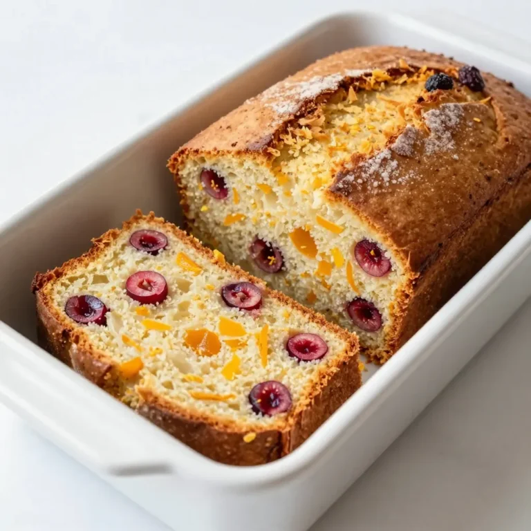 - 2 cups all-purpose flour - 1 cup fresh cranberries, halved - 1 cup granulated sugar - 1/2 teaspoon baking soda - 1 tablespoon baking powder - 1/2 teaspoon salt - 1/2 cup unsalted butter, melted - 1 large egg, lightly beaten - 1 teaspoon vanilla extract - Zest of 1 large orange - 1/2 cup freshly squeezed orange juice - 1/2 teaspoon ground cinnamon - 1/4 cup chopped walnuts (optional) Gather these ingredients before you start. Fresh cranberries bring bright flavor. They add a tart kick to the sweet bread. The orange zest paired with juice gives a fresh taste, making every bite delightful. Use unsalted butter for better control over saltiness. The baking powder and baking soda work together to help the bread rise perfectly. Granulated sugar sweetens the bread and helps with its nice crust. The egg adds moisture and binds everything together. If you like nuts, walnuts add a nice crunch. You can skip them if you prefer a smoother texture. With these ingredients ready, you're set to create a delicious loaf of cranberry orange bread. Each component plays a part in making this recipe a treat for your taste buds. {{ingredient_image_2}} - Preheat the oven to 350°F (175°C). - Grease or line a 9x5-inch loaf pan. To start, you need to preheat your oven. This step helps the bread bake evenly. A hot oven makes a big difference. Next, prep your loaf pan. Greasing it or using parchment paper will help you remove the bread easily later. - Combine flour, sugar, baking powder, baking soda, salt, and cinnamon. In a large bowl, mix your dry ingredients. Add the flour, sugar, baking powder, baking soda, salt, and cinnamon. Use a whisk to combine them well. This step ensures that the baking soda and powder spread evenly. - Whisk melted butter, beaten egg, vanilla, orange zest, and orange juice. Now, you’ll mix the wet ingredients in a separate bowl. Whisk together melted butter, beaten egg, vanilla extract, orange zest, and orange juice. This creates a smooth mixture. The zest and juice add a bright flavor. - Mix wet and dry ingredients without overmixing. - Fold in cranberries and walnuts (if using). Time to combine! Pour the wet mixture into the dry bowl. Stir gently with a spatula. Be careful not to overmix; a few lumps are okay. Next, fold in the cranberries and walnuts if you want some crunch. This adds color and taste to your bread. - Pour batter into the prepared pan and smooth the top. - Bake for 60-70 minutes and check for doneness. Pour the batter into your prepared pan. Use a spatula to smooth the top. Then, place it in the oven. Bake for about 60 to 70 minutes. To check if it’s done, insert a toothpick into the center. It should come out clean when ready. - Allow to cool in the pan for 10 minutes. - Transfer to wire rack and slice for serving. Once baked, remove the pan from the oven. Let it cool in the pan for 10 minutes. After that, transfer the loaf to a wire rack to cool completely. When it’s cool, slice the bread and enjoy! - Avoid overmixing for a tender crumb: Mix gently. Overmixing makes the bread tough. Stir just until you see no dry flour. - Use fresh cranberries for best flavor: Fresh cranberries provide a bright taste. They burst with juice, adding moisture and tartness. - Dust with powdered sugar: A light dusting of sugar makes the bread look fancy. It adds a sweet touch without being too much. - Garnish with cranberries and orange zest: Use a few whole cranberries on top. A sprinkle of orange zest adds color and a pop of flavor. - Use an oven thermometer for accurate temperature: Ovens can be off by a lot. An oven thermometer ensures your bread bakes perfectly. - Check doneness with a toothpick: Insert a toothpick into the center. If it comes out clean, your bread is ready. If not, bake a bit longer. Pro Tips Use Fresh Cranberries: For the best flavor and texture, use fresh cranberries instead of dried ones. They provide a burst of tartness that complements the sweetness of the bread. Don't Overmix: When combining the wet and dry ingredients, mix just until combined. Overmixing can lead to a dense bread. Cool Completely: Allow the bread to cool completely on a wire rack before slicing. This helps to set the crumb and makes for cleaner slices. Add a Glaze: For an extra touch of sweetness, consider drizzling a simple orange glaze over the cooled bread. Mix powdered sugar with a bit of orange juice until smooth. {{image_4}} You can change some ingredients to fit your taste. - Use mixed nuts instead of walnuts for a crunchier bite. - Dried cranberries work well if fresh ones aren't available. Boost the taste of your bread with some fun additions. - Add more orange zest for a stronger citrus flavor. - Try spices like nutmeg or ginger for warmth and depth. If you have special dietary needs, here are some swaps. - For gluten-free bread, use a flour alternative like almond flour. - A sugar substitute can help make the bread healthier. To keep your cranberry orange bread fresh, store it in an airtight container. This helps keep the moisture in and prevents it from drying out. If you want to make it last longer, refrigerate it. The cool air will help maintain its freshness. If you want to freeze the bread, wrap each slice in plastic wrap. After wrapping, cover it with foil. This extra layer protects it from freezer burn. Then, place the slices in freezer-safe bags. Make sure to label the bags with the date. For the best taste, eat the bread within a week. It tastes amazing fresh! When you are ready to enjoy it, reheat the slices in the oven or microwave. This will bring back the soft texture and delicious flavor. To make this Cranberry Orange Bread vegan, simply replace the egg with a flax egg. Mix 1 tablespoon of ground flaxseed with 2.5 tablespoons of water. Let it sit for 5 minutes until it thickens. You can also swap the unsalted butter for coconut oil or vegan butter. This keeps the bread rich and moist while making it plant-based. Yes, you can use frozen cranberries! Just remember not to thaw them before adding them to the batter. This helps keep the bread moist. Frozen cranberries might make the batter a bit wetter, so you may need to add a few more minutes to the baking time. Cranberry Orange Bread pairs well with many items. Here are a few ideas: - Cream cheese or vegan cream cheese for spreading - A light drizzle of honey or maple syrup - A cup of herbal tea or coffee to enjoy with your slice To check if the bread is done, insert a toothpick into the center. If it comes out clean, your bread is ready. If it has batter on it, bake for a few more minutes. Keep an eye on it to avoid overbaking. Absolutely! Adding chocolate chips can add a rich twist to this recipe. You can use dark, semi-sweet, or even white chocolate chips. Simply fold in about 1/2 cup of chocolate chips along with the cranberries. This adds a sweet, decadent flavor that complements the tartness of the cranberries. In this post, we covered how to make a delicious Cranberry Orange Bread. We went through the needed ingredients, step-by-step instructions, and various tips to ensure your bread turns out great. Remember, using fresh cranberries enhances flavor, and simple tweaks can make it unique. Whether you share it or keep it all to yourself, this bread is sure to impress. Enjoy your baking journey and savor each bite!