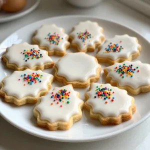 - 2 &frac12; cups all-purpose flour - 1 teaspoon baking powder - &frac12; teaspoon baking soda - &frac12; teaspoon salt Measuring dry ingredients is key. It helps your cookies rise and hold shape. Too much flour can make cookies dry. Too little can cause spreading. Always use the spoon-and-level method for best results. - 1 cup unsalted butter, softened - 1 cup granulated sugar - 1 large egg - 2 teaspoons pure vanilla extract - &frac12; teaspoon almond extract Butter adds richness and flavor. Sugar sweetens and gives texture. Eggs help bind the mix. They also help with a soft, chewy bite. Extracts add extra flavor and depth. They make your cookies stand out. - 1 cup royal icing - Assorted sprinkles or edible glitter Royal icing is great for decorating. It dries hard, which helps designs stay put. Choose sprinkles that match your theme. Edible glitter gives a fancy touch. Use different colors and sizes to make your cookies pop! {{ingredient_image_2}} First, gather your dry ingredients. In a medium bowl, whisk together: - 2 &frac12; cups all-purpose flour - 1 teaspoon baking powder - &frac12; teaspoon baking soda - &frac12; teaspoon salt Make sure they mix well. This step helps the cookies rise evenly. Now, in a large bowl, cream the butter and sugar. Use an electric mixer to beat: - 1 cup unsalted butter, softened - 1 cup granulated sugar Mix on medium speed for about 3-4 minutes. The mix should look light and fluffy. Next, add in the egg and extracts. Stir in: - 1 large egg - 2 teaspoons pure vanilla extract - &frac12; teaspoon almond extract Continue mixing until everything is smooth. Gradually add the dry mix to the wet mix. Use low speed to combine. Do not over-mix! This keeps the cookies tender. Now, let&rsquo;s shape the dough. Divide it in half. Shape each half into a disk. Wrap them tightly in plastic wrap. Place in the fridge for at least 1 hour. Chilling firms the dough. This helps the cookies hold their shape while baking. Preheat your oven to 350&deg;F (175&deg;C) while the dough chills. Line two baking sheets with parchment paper. On a floured surface, roll out one disk of dough. Aim for about &frac14; inch thickness. Cut out fun shapes with cookie cutters. Place the cut cookies on the baking sheets. Leave about 2 inches of space between each cookie. This allows them to spread. Bake for 8-10 minutes. Look for light golden edges. Once baked, let them cool on the sheets for a few minutes. After that, transfer to a wire rack to cool completely. Once cool, it&rsquo;s time to decorate! Use royal icing for beautiful designs. Add sprinkles or edible glitter for extra flair. Enjoy your lovely cookies! To get the best texture in your cookies, avoid over-mixing. Mixing too much makes the cookies tough. When you add the dry mix to the wet mix, stir just until combined. This keeps the dough soft and tender. Measuring flour accurately is key too. Use a spoon to fluff your flour, then scoop it into the measuring cup. Level it off with a knife. This small step makes a big difference in your cookie's texture. Using piping bags makes decorating easy and fun. Fill the bag with royal icing and cut a tiny tip. This lets you create pretty designs on your cookies. Practice on parchment paper if you need to. Sprinkles and glitters add flair to your cookies. Try different colors and shapes for fun effects. You can use stars, hearts, or even edible glitter to make your cookies shine. Prevent spreading during baking by chilling your dough. After shaping your cookies, let them rest in the fridge for at least an hour. This keeps them from losing shape while baking. Always chill your dough properly. If the dough is too warm, it will spread out too much. This simple step helps keep your cookies thick and soft. Pro Tips Chill the Dough: Allowing the dough to chill not only firms it up, making it easier to roll out, but also helps the cookies maintain their shape during baking. Use Quality Extracts: Opt for pure vanilla and almond extracts for a richer flavor that elevates your sugar cookies to the next level. Watch the Baking Time: Keep an eye on your cookies as they bake; removing them from the oven just as they start to turn golden will ensure they remain soft and chewy. Decorate with Care: When decorating with royal icing, use a piping bag for precision to create beautiful designs and avoid messiness. {{image_4}} You can make your Royale Sugar Cookies even better by adding some zest or spices. Try mixing in a teaspoon of lemon or orange zest for a bright taste. You can also add spices like cinnamon or nutmeg for warmth. These small tweaks can bring a new life to your cookies. Using flavored extracts is another great way to enhance the flavor. Instead of just vanilla, use peppermint or coconut extract. This simple change can create a fun twist on the classic cookie. Custom cookie shapes can make your cookies special for any occasion. Use cookie cutters to create holiday-themed shapes like stars or trees. You can even make heart shapes for birthdays or anniversaries. These unique shapes add joy to any celebration. If you want to make mini cookies, roll the dough thinner. Cut smaller shapes and reduce the baking time to about 6-8 minutes. Mini cookies are perfect for sharing or serving at parties. For those looking for gluten-free options, substitute all-purpose flour with a gluten-free blend. Make sure it&rsquo;s a one-to-one blend for best results. This way, everyone can enjoy these cookies without worry. You can also reduce the sugar in your recipe. Try using half the amount or replace it with a sugar substitute like stevia or erythritol. This keeps the cookies sweet but lowers the calories. To keep your Royale Sugar Cookies fresh, store them in airtight containers. This helps keep moisture out and flavor in. If you use cooling racks, cookies may dry out. So, avoid leaving them uncovered. For best results, layer cookies with parchment paper in the container. This prevents sticking and keeps them safe. You can freeze cookie dough before baking. Shape the dough into disks, wrap them in plastic, and store in the freezer. This way, you can bake fresh cookies whenever you want. If you freeze baked cookies, keep them in an airtight container. Decorated cookies can lose their charm when frozen. It&rsquo;s best to freeze undecorated cookies and ice them once thawed. Royale Sugar Cookies last about one week at room temperature. Store them in a cool, dry place for best results. Look for signs of spoilage like a hard texture or off smell. If cookies become dry or crumbly, it&rsquo;s time to toss them. Enjoy your cookies fresh for the best taste! Royale sugar cookies are sweet, soft cookies that are perfect for any event. They have a light and fluffy texture. These cookies use butter and sugar to create a rich flavor. They are often decorated with royal icing and sprinkles, adding a festive touch. You can cut them into fun shapes, making them fun for kids and adults. You can use margarine, but it changes the cookies. Margarine makes the cookies softer and less rich. The flavor will not be as good as with butter. If you want a true taste, stick with unsalted butter. This gives you a richer flavor and firmer texture. To make royal icing colorful, use gel food coloring. Gel colors give bright and vivid hues. Start with a small amount and mix it in well. Keep adding until you reach your desired shade. For the best consistency, aim for a smooth, spreadable texture. If the icing is too runny, add more powdered sugar. If it's too thick, add a few drops of water. In this article, we've explored the key ingredients and steps for baking delicious royal sugar cookies. Remember, precise measurements and proper chilling make a big difference. I shared tips for perfecting texture and decorating techniques to avoid common mistakes. Don't forget to try different flavors and shapes to make your cookies unique. Storage and freezing methods will help keep cookies fresh. Enjoy the process and let your creativity shine in every batch! Happy baking!