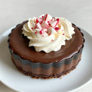 To make a delicious chocolate peppermint cheesecake, gather these key ingredients: - 1 &frac12; cups chocolate graham cracker crumbs - &frac12; cup unsalted butter, melted - 2 cups cream cheese, softened to room temperature - 1 cup granulated sugar - 1 teaspoon vanilla extract - 1 teaspoon peppermint extract - 3 large eggs, at room temperature - 1 cup sour cream - 1 cup semi-sweet chocolate chips, melted and slightly cooled - Whipped cream, for garnishing - Crushed peppermint candies, for garnish You will need the following tools to create this cheesecake: - 9-inch springform pan - Mixing bowls - Electric mixer - Spatula - Measuring cups and spoons - Oven - Refrigerator If you need to make some swaps, here are good options: - Use gluten-free graham cracker crumbs for a gluten-free crust. - Swap cream cheese for mascarpone for a different texture. - Replace granulated sugar with coconut sugar for a lower glycemic index. - Use Greek yogurt in place of sour cream for a tangy flavor. - Try dark chocolate chips if you prefer a richer taste. These substitutions keep the spirit of the recipe while allowing for personal tastes and dietary needs. Enjoy your baking! {{ingredient_image_2}} Start by preheating your oven to 325&deg;F (160&deg;C). Take a 9-inch springform pan and spray it with non-stick cooking spray. This step helps the cheesecake come out easily later. Make sure to cover all sides well. In a medium bowl, mix 1 &frac12; cups of chocolate graham cracker crumbs with &frac12; cup of melted unsalted butter. Stir until all the crumbs are coated. This mixture should feel wet and crumbly. Next, press this mixture firmly into the bottom of the springform pan. You want an even layer. Bake the crust in the oven for 10 minutes. Once baked, let it cool completely. In a large bowl, beat 2 cups of softened cream cheese and 1 cup of granulated sugar with an electric mixer. Mix until the mixture is smooth with no lumps. Add 1 teaspoon of vanilla extract and 1 teaspoon of peppermint extract. Mix until both flavors are well blended. Next, add 3 large eggs one at a time. Mix gently after each addition. Avoid over-mixing to keep the cheesecake light. Then, fold in 1 cup of sour cream and 1 cup of melted semi-sweet chocolate. Use a spatula to mix until smooth. Pour the cheesecake filling over the cooled crust. Smooth the top with a spatula. Place the springform pan back in the oven and bake for 55-60 minutes. The center should be set but still jiggle a bit. After baking, turn off the oven but leave the cheesecake inside for one more hour. This helps prevent cracks. When the hour is up, move the cheesecake to the fridge. Chill it for at least 4 hours, or overnight for the best flavor and texture. To get the best texture in your cheesecake, start with room-temperature cream cheese. Cold cream cheese can create lumps. Mix on low speed to keep air out, which helps prevent cracks. After mixing, add eggs one at a time, mixing just enough. Over-mixing can make the cheesecake too dense. Let the cheesecake cool slowly in the oven. This helps it set well. Chill it in the fridge for at least four hours. For the best results, let it chill overnight. This allows flavors to blend and improves texture. One common mistake is not greasing the pan. If the pan is not prepared, the cheesecake will stick. Be sure to press the crust firmly. A loose crust can fall apart when slicing. Watch the baking time carefully. Overbaking can lead to cracks. The center should jiggle slightly when you shake it. Lastly, avoid opening the oven door too often. This can cool the oven and affect baking. When serving, top each slice with whipped cream. Add crushed peppermint candies for a festive touch. A drizzle of chocolate sauce makes it even more special. For a fresh look, add a sprig of mint next to the slice. Consider serving it on a holiday-themed plate. This adds to the festive vibe. For a twist, pair it with hot cocoa or coffee. These drinks enhance the peppermint flavor. Pro Tips Chill the Ingredients: Ensure the cream cheese and eggs are at room temperature before mixing. This helps achieve a smoother batter without lumps. Don&rsquo;t Overmix: Gently fold the ingredients together to avoid incorporating too much air, which can cause cracks during baking. Cool Gradually: Allow the cheesecake to cool in the oven after baking. This gradual cooling process helps prevent cracking on the surface. Garnish Just Before Serving: Add whipped cream and crushed peppermint candies right before serving to maintain their freshness and texture. {{image_4}} You can mix up this cheesecake with different flavors. Try adding orange zest for a citrus twist. It pairs well with chocolate and peppermint. You can also use almond extract instead of peppermint. This gives a whole new taste. For a richer flavor, add espresso powder to the filling. This makes the chocolate taste deeper and more complex. If you need a gluten-free dessert, you can still enjoy this cheesecake. Use gluten-free chocolate graham cracker crumbs for the crust. Just check the label to be sure. If you can't find these, you can crush gluten-free cookies. This keeps the crust tasty and safe for everyone. The rest of the ingredients are naturally gluten-free. So, you can enjoy this treat without worry! For those hot days, a no-bake version is perfect. Start with the same crust using chocolate graham crackers and melted butter. Press it into your pan like before. For the filling, mix cream cheese, sugar, and extracts until smooth. Fold in whipped cream instead of eggs for a fluffy texture. Pour this mixture onto your crust and chill until firm. This version is easy and quick, with all the same festive flavors. After you enjoy your chocolate peppermint cheesecake, store any leftovers in the fridge. Use an airtight container or cover the cheesecake with plastic wrap. This keeps it fresh and tasty for up to five days. If you want to keep it longer, freezing is a great option. To freeze your cheesecake, first, let it cool completely. Then, wrap the cheesecake tightly in plastic wrap and aluminum foil. This prevents freezer burn. You can freeze it for up to three months. When you're ready to enjoy it, move the cheesecake to the fridge to thaw overnight. Cheesecake tastes best cold, but you can serve it at room temperature. To warm it slightly, place a slice in the microwave for about 10 seconds. This will soften it a bit without melting the structure. Enjoy your delicious cheesecake with whipped cream and crushed peppermint candies for the perfect holiday treat! Yes, you can make this cheesecake ahead of time. It tastes best after chilling for at least four hours. You can even prepare it a day in advance. Just cover it well with plastic wrap or foil. This helps keep it fresh and delicious until serving time. The cheesecake lasts for about five days in the fridge. Keep it covered to avoid drying out. If you want to keep it longer, consider freezing it. Just make sure you wrap it tightly to avoid freezer burn. Absolutely! You can use dark chocolate or milk chocolate chips instead of semi-sweet. Each type gives a unique taste. If you want a richer flavor, opt for dark chocolate. For a sweeter dessert, choose milk chocolate. If you don&rsquo;t have sour cream, you can use Greek yogurt. It offers a similar tangy taste. You can also use cream cheese, but it may change the texture a bit. Just add a little milk to thin it out if needed. You've learned how to make a delicious chocolate peppermint cheesecake. We covered the ingredients, essential equipment, and tips for perfect texture. I shared common mistakes and creative variations to try. Now, you can impress your friends and family with this treat. Remember to store leftovers properly, so nothing goes to waste. Enjoy your cheesecake adventure and have fun experimenting with flavors!