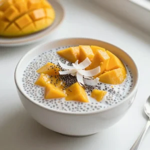 - 1 cup coconut milk (full-fat for creaminess) - 1 cup ripe mango, pureed (about 1 large mango) - 1/4 cup chia seeds - 2 tablespoons maple syrup (or honey) - 1/2 teaspoon pure vanilla extract - A pinch of sea salt - Fresh mango slices and a handful of shredded coconut for garnishing The first star of this dish is the coconut milk. I always use full-fat coconut milk because it gives a rich and creamy texture. It makes the pudding feel indulgent and smooth. Next is the ripe mango. Pureed mango adds natural sweetness and a vibrant color. I usually pick a large, ripe mango for this recipe. Ripe mangoes have a pleasant taste that shines through. Chia seeds are the magic ingredient here. They soak up the liquid and create that unique pudding texture. Plus, they are packed with fiber and omega-3s, making this dessert healthy. For sweetness, I use either maple syrup or honey. Both options work well. Maple syrup is my favorite for its rich flavor, but honey is just as good. A touch of pure vanilla extract adds warmth. It makes the pudding smell amazing. Finally, a pinch of sea salt brings out all the flavors. When it comes to garnishes, I love to top the pudding with fresh mango slices and some shredded coconut. They add a delightful crunch and beautiful look. {{ingredient_image_2}} 1. Combining ingredients in a mixing bowl Start by taking a medium bowl. Pour in 1 cup of coconut milk. Next, add 1 cup of ripe mango puree. This will give your pudding a sweet flavor. Then, mix in 2 tablespoons of maple syrup for extra sweetness. Don&rsquo;t forget to add 1/2 teaspoon of pure vanilla extract and a pinch of sea salt. Whisk these together until they are smooth and blended well. 2. Stirring in chia seeds After mixing, gradually stir in 1/4 cup of chia seeds. Make sure to mix well so the seeds spread evenly. This step is key to avoid clumps in your pudding. The chia seeds will help thicken the mixture as it sits. 3. Covering and refrigerating the mixture Once everything is mixed, cover your bowl tightly. You can use plastic wrap or a lid. Place it in the refrigerator. Let it chill for at least 4 hours. If you have the time, letting it sit overnight is best. This way, the chia seeds soak up the liquid and create a delicious pudding texture. 1. How to prepare servings After chilling, take the pudding out of the fridge. Give it a gentle stir to break up any clumps. Use a spoon to scoop the pudding into individual glasses or bowls. Fill them about three-quarters full for the best look and taste. 2. Tips for garnishing For a beautiful finish, top each serving with fresh mango slices. You can arrange them nicely on top. Add a sprinkle of shredded coconut for extra flavor and fun texture. This makes your pudding not just tasty but also visually appealing! To make the best chia pudding, chilling time is crucial. You need to let the pudding sit for at least four hours. I recommend overnight for the best texture. This time allows the chia seeds to soak in the liquid. They expand and create that lovely pudding-like feel. Even chia seed distribution is also key. When you mix in the seeds, stir slowly and thoroughly. This helps prevent clumps. If you notice any clumps after chilling, gently stir them apart before serving. Your pudding will be smooth and creamy. When you have leftovers, store them in the fridge. The pudding lasts about three to five days. Make sure to keep it in an airtight container. This will help maintain its freshness and flavor. To keep the texture, avoid freezing the pudding. Freezing can make it watery when thawed. If you do have to freeze it, stir well before serving. This will help bring back some of that creamy texture. Enjoy your pudding at its best! Pro Tips Choose the Right Mango: Make sure to use a ripe, sweet mango for the best flavor. Look for mangoes that are slightly soft to the touch and have a fruity aroma. Let it Chill Overnight: For the best texture, let the chia pudding sit overnight in the refrigerator. This allows the chia seeds to fully absorb the liquid and creates a creamier pudding. Experiment with Sweetness: Adjust the sweetness of the pudding to your preference by adding more or less maple syrup or honey. You can also try using agave nectar for a different flavor profile. Add Flavor Variations: Enhance the pudding by adding spices such as cinnamon or nutmeg, or mix in a tablespoon of lime juice for a zesty twist. {{image_4}} You can make this mango coconut chia pudding even yummier. Try adding other fruit purees. Pineapple adds a bright zing, while banana brings a smooth sweetness. Both pair well with coconut and mango. If you like sweeter puddings, swap the maple syrup for different sweeteners. Agave syrup is milder, and stevia offers a zero-calorie choice. Each option gives a new twist to this dish. This pudding can fit many diets. For vegan options, use maple syrup instead of honey. The rest of the ingredients are already plant-based. If you need a nut-free recipe, you&rsquo;re in luck! Coconut milk is a great choice, and the pudding is naturally nut-free. This way, everyone can enjoy this delicious treat without worry. Coconut milk and its nutrients Coconut milk brings a creamy texture. It is rich in healthy fats. These fats help keep your heart healthy. It also has vitamins C, E, and B vitamins. These vitamins boost your immune system and energy levels. Benefits of chia seeds and mango Chia seeds are tiny but mighty! They are high in fiber and protein. This helps you feel full longer. They also contain omega-3 fatty acids, great for your brain. Mango adds sweetness and is loaded with vitamins A and C. This fruit supports your skin and eye health. Total calories per serving Each serving of this pudding has about 230 calories. This makes it a light and tasty treat. Macro nutrient information - Fats: 12 grams - Carbohydrates: 30 grams - Proteins: 4 grams This balance of nutrients helps you enjoy a healthy dessert without the guilt. How long does the pudding last in the fridge? Mango coconut chia pudding lasts for about five days in the fridge. Store it in an airtight container to keep it fresh. Can I use other types of milk? Yes, you can use almond milk, soy milk, or oat milk. Each type adds a unique taste and texture. What can I substitute for maple syrup? You can use honey, agave syrup, or even stevia. Each sweetener changes the flavor a bit, so choose what you like best. Is chia pudding gluten-free? Yes, chia pudding is naturally gluten-free. It&rsquo;s safe for people with gluten allergies or sensitivities. Enjoy it worry-free! This blog post outlined a simple recipe for mango coconut chia pudding. We covered the key ingredients and how to prepare them. I shared tips on achieving the best texture and ideas for serving. You can easily adapt this recipe to fit your taste and diet, making it versatile. Remember, chilling is vital for the right consistency. Enjoying this healthy treat can boost your nutrition too. Dive into a bowl of flavor and goodness that satisfies!