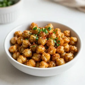 - 1 can (15 oz) chickpeas, thoroughly drained and rinsed - 1 tablespoon extra virgin olive oil - 1 teaspoon garlic powder - 1 teaspoon smoked paprika - 1 teaspoon ground cumin - &frac12; teaspoon fine sea salt - &frac14; teaspoon freshly ground black pepper - &frac14; teaspoon cayenne pepper (optional, for an extra kick) - Fresh parsley, finely chopped (for garnish) To make crispy air fryer chickpeas, you need simple ingredients. Start with a can of chickpeas. These small legumes pack a punch of protein and fiber. Drain and rinse them well to remove excess sodium and improve taste. You want them clean and ready to soak up flavors. Next, grab some extra virgin olive oil. This will help the spices stick to the chickpeas and add a rich flavor. You can use other oils, but olive oil is my favorite for its health benefits. Now, let&rsquo;s talk seasonings. You will need garlic powder, smoked paprika, ground cumin, fine sea salt, black pepper, and cayenne pepper. Each of these makes your chickpeas pop with flavor! Garlic powder brings a nice aroma, while smoked paprika adds a touch of warmth. Cumin gives a hint of earthiness. If you like heat, include cayenne pepper. Lastly, don&rsquo;t forget fresh parsley. This herb adds color and a burst of freshness when you serve your snack. Gather these ingredients, and you are ready to make a tasty and healthy snack! {{ingredient_image_2}} - Preheating the air fryer: Start by preheating your air fryer to 400&deg;F (200&deg;C). This step helps the chickpeas cook evenly. Let it heat up for about 5 minutes. - Draining and rinsing the chickpeas: Open a can of chickpeas (15 oz) and drain them well. Rinse them under cold water to remove any canning liquid. - Drying the chickpeas thoroughly: Spread the chickpeas on a clean kitchen towel or paper towels. Pat them dry gently. This step is key to making them crispy. - Combining oil and spices: In a large mixing bowl, add the dried chickpeas. Drizzle in 1 tablespoon of extra virgin olive oil. Sprinkle in 1 teaspoon of garlic powder, 1 teaspoon of smoked paprika, 1 teaspoon of ground cumin, &frac12; teaspoon of fine sea salt, &frac14; teaspoon of black pepper, and &frac14; teaspoon of cayenne pepper if you want some heat. - Tossing until evenly coated: Use your hands or a spatula to mix everything well. Make sure each chickpea gets coated with the oil and spices. - Cooking temperature and time: Once your air fryer is preheated, place the chickpeas in the basket. Spread them in a single layer. Cook them for 12-15 minutes. - Shaking the basket for even crispiness: Halfway through cooking, shake the basket gently. This helps them brown and crisp evenly. - Resting the chickpeas post-cooking: After cooking, take the chickpeas out and let them rest for a few minutes. They will get even crunchier as they cool. To get the best crunch from your chickpeas, drying is key. After rinsing your chickpeas, place them on a clean kitchen towel. Pat them gently until they are dry. Any moisture left will make them soggy, so take your time here. Avoid overcrowding in the air fryer. If you pile too many chickpeas in, they won&rsquo;t cook evenly. Instead, arrange them in a single layer. If needed, cook in small batches. This gives each chickpea room to crisp up nicely. For tasty chickpeas, don't be afraid to play with seasonings. The base recipe uses garlic powder, smoked paprika, and cumin. You can also try new mixes. For a zesty twist, add lemon zest or some chili powder. Adding extra spices really boosts flavor. A pinch of curry powder or a splash of soy sauce can transform your snack. Taste as you go and adjust to your liking. Experiment with fresh herbs or different spice blends. Your chickpeas can be whatever you want! Pro Tips Dry Chickpeas Thoroughly: Make sure to remove as much moisture as possible from the chickpeas after rinsing. This is key for achieving that perfect crunchy texture. Use the Right Seasonings: Experiment with different spices and herbs to customize the flavor of your chickpeas. Try adding nutritional yeast for a cheesy flavor or different peppers for a spicy kick. Avoid Overcrowding: Cook the chickpeas in a single layer in the air fryer. If you have a large batch, it's better to cook in smaller portions to ensure they crisp up nicely. Let Them Rest: After air frying, allow the chickpeas to rest for a few minutes. They will continue to crisp up as they cool, enhancing their crunchiness. {{image_4}} You can change the flavor of your crispy air fryer chickpeas easily. Here are some ways to try: - Italian Seasoning: Use dried oregano, basil, and thyme for a classic taste. - Curry Powder: Add a warm flavor with curry powder for a unique twist. - Taco Seasoning: Mix in taco spice for a fun kick. Fresh herbs can brighten your dish. Fresh parsley adds color and taste. You can also use fresh cilantro or dill. Dried spices give a strong flavor and are easy to store. Use what you like best for your snacks! You can cook chickpeas in many ways. If you don&rsquo;t have an air fryer, try oven roasting. Here&rsquo;s how: - Oven Roasting: Preheat your oven to 400&deg;F (200&deg;C). Spread seasoned chickpeas on a baking sheet. Bake for 25-30 minutes until golden. Shake the pan halfway to ensure they cook evenly. Cooking times vary by method. Air frying takes about 12-15 minutes. Oven roasting takes longer, so keep an eye on them. Either way, you'll enjoy a tasty snack! To keep your leftover chickpeas fresh, use an airtight container. Glass or plastic containers work well. Make sure they are completely cool before sealing. This helps avoid moisture build-up. If you have many leftovers, store them in smaller portions for easy snacking later. Store the chickpeas in the fridge. They stay good for about 3 to 5 days. Always check for any off smells or signs of spoilage before eating. For longer storage, freeze the chickpeas in a freezer-safe bag. They can last up to 3 months in the freezer. Just remember to label the bag with the date. To bring back the crispiness, preheat your air fryer to 400&deg;F (200&deg;C). Spread the chickpeas in a single layer in the basket. Heat them for about 5 to 7 minutes. Shake the basket halfway through to ensure they crisp evenly. If you want to use leftover chickpeas in different ways, try adding them to salads or soups. You can also blend them into hummus for a tasty dip. They add a crunchy texture to grain bowls too. Get creative with your leftovers! To make crispy chickpeas, start by drying them well. After you drain and rinse them, spread them on a towel. Pat them dry gently. This step helps remove moisture that can make them soggy. Next, toss them with olive oil and spices. The oil helps with crisping. Make sure to coat each chickpea evenly. When cooking, avoid overcrowding the air fryer. If you pack too many in, they won&rsquo;t crisp up. Cook them in batches if needed. Shake the basket halfway through cooking. This will help them brown evenly. Yes, you can use dried chickpeas. First, soak them overnight in water. Then, cook them until tender. This usually takes about 1-2 hours. After cooking, drain and dry the chickpeas just like canned ones. You might need to adjust the cooking time in the air fryer. Start with 15-20 minutes and check for crispiness. The best seasonings for chickpeas include garlic powder, smoked paprika, and cumin. These add depth and flavor. You can also try cayenne pepper for heat. If you want something different, try adding curry powder or Italian herbs. For a fresh twist, sprinkle with lemon zest or fresh herbs after cooking. You can create crispy, tasty chickpeas using just a few ingredients and steps. Start by prepping and seasoning the chickpeas. Remember, drying them well makes all the difference. Experiment with flavors by trying different spices or herbs. Whether using an air fryer or oven, both methods can lead to delicious snacks. Don't forget to store leftovers properly for future munching. Enjoy your new go-to snack and make it your own!