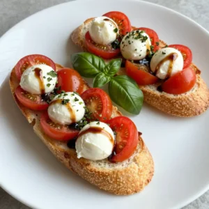To make Caprese garlic bread, you need a few simple ingredients. Here is the list: - 1 large Italian or French baguette - 4 tablespoons unsalted butter, softened - 3 cloves garlic, minced - 1 teaspoon dried oregano - 1 teaspoon sea salt - 1 cup cherry tomatoes, halved - 1 cup fresh mozzarella balls, halved or sliced - 1/4 cup fresh basil leaves, torn into pieces - 2 tablespoons balsamic glaze (optional for drizzling) - Freshly ground black pepper, to taste Each ingredient plays a key role. The baguette provides a crispy base. The garlic and butter create rich flavor. Oregano adds a hint of earthiness. Sea salt enhances all the tastes. Cherry tomatoes bring freshness and color. Mozzarella offers creaminess and melts beautifully. Basil leaves add a burst of herbal aroma. Balsamic glaze gives a sweet touch, if you choose to use it. Finally, black pepper adds warmth and depth. These ingredients combine to create a dish that is both tempting and flavorful. You will love the balance of tastes and textures in each bite! {{ingredient_image_2}} Set your oven to 375&deg;F (190&deg;C). This step warms the oven for perfect baking. In a small bowl, combine: - 4 tablespoons unsalted butter, softened - 3 cloves garlic, finely minced - 1 teaspoon dried oregano - 1 teaspoon sea salt Mix these ingredients well until smooth. The garlic butter adds rich flavor. Slice 1 large Italian or French baguette in half lengthwise. Spread the garlic butter on the inner sides. Use a butter knife for even coverage. Place the baguette halves on a baking sheet, cut sides up. Bake for about 10 minutes. The edges should turn golden and the bread slightly crisp. While the bread bakes, combine: - 1 cup cherry tomatoes, halved - 1 cup fresh mozzarella balls, halved or sliced - 1/4 cup fresh basil leaves, torn - Freshly ground black pepper, to taste Gently toss these in a bowl to mix. This topping brings freshness and color. After 10 minutes, take the baguette out of the oven. Evenly distribute the tomato and mozzarella mixture on each half. Return the baguette to the oven for another 5-7 minutes. The cheese should melt and bubble. If you like, drizzle 2 tablespoons of balsamic glaze over the bread before serving for added flavor. Slice the garlic bread into pieces and serve it warm. Enjoy this tasty treat! To make the best garlic butter, start with unsalted butter. It gives you control over salt levels. Use fresh garlic for a strong flavor. Mince it finely so it spreads well. Add dried oregano for an herb twist. Sea salt enhances flavor without overpowering it. Mix these well to create a smooth garlic butter. Spread it evenly on the bread for rich taste. While a baguette is classic, feel free to try other breads. Ciabatta or sourdough adds a different taste and texture. You can even use whole grain for a healthier option. Each type of bread brings its own charm. Experiment with these options to find your favorite. For serving, slice the bread into even pieces. Place them on a nice platter for a lovely look. You can add extra torn basil leaves around the bread for color. A small bowl of balsamic glaze looks great for dipping. This makes your dish not only tasty but also pleasing to the eye. Pro Tips Use Fresh Ingredients: Fresh basil and ripe cherry tomatoes will elevate the flavors of your Caprese garlic bread. Opt for high-quality mozzarella for the best texture and taste. Customize Your Toppings: Feel free to add other toppings like olives, arugula, or even a sprinkle of red pepper flakes for a bit of heat. Tailor the dish to suit your taste! Keep an Eye on Baking Time: Ovens can vary, so keep an eye on the garlic bread during the final baking phase. You want the cheese to be perfectly melted and bubbly, but not overcooked. Serve Immediately: This dish is best enjoyed fresh out of the oven. Serve it warm to ensure the bread remains crispy and the cheese is gooey for the ultimate experience! {{image_4}} You can customize Caprese garlic bread with fun add-ins. Try adding sliced bell peppers for a sweet crunch. You can also mix in some sun-dried tomatoes for a tangy bite. If you love herbs, a sprinkle of fresh parsley or thyme will work well too. Pesto is another great choice. Spread a layer on the bread before adding the tomatoes and cheese. These add-ins make the dish even more flavorful and exciting. If you want a dairy-free version, there are easy swaps. Use vegan butter instead of regular butter. For cheese, try vegan mozzarella or cashew cheese. These options melt well and taste great. You can also add nutritional yeast for a cheesy flavor without dairy. This way, you keep the taste while making it vegan-friendly. For those who can't eat gluten, you can still enjoy this dish. Choose a gluten-free baguette or bread. Many stores offer tasty gluten-free options now. Make sure to check the label for quality. With these easy swaps, you can enjoy Caprese garlic bread without worry. Everyone can share in the fun of this tasty treat. To keep your Caprese garlic bread fresh, store it in an airtight container. You can also wrap it tightly in plastic wrap. This helps prevent it from drying out. Place it in the fridge if you plan to eat it within a few days. For longer storage, freezing is best. To reheat your garlic bread, preheat the oven to 350&deg;F (175&deg;C). Place the bread on a baking sheet. Heat it for about 10 minutes. This method warms the bread without making it soggy. You can also use a toaster oven for a quick reheat. Just watch it closely to avoid burning. You can freeze Caprese garlic bread before or after baking. To freeze before baking, wrap the prepared bread tightly in plastic wrap and then foil. This keeps it fresh for up to three months. When you're ready to bake, just remove the wrapping and bake from frozen. If you freeze after baking, let the bread cool, then wrap it. Reheat directly from the freezer, adding a few extra minutes to the bake time. Caprese garlic bread stays fresh for about 2-3 days at room temperature. You should wrap it well to keep it soft. If you want it to last longer, put it in the fridge. In the fridge, it can last for about a week. However, the texture may change. For the best taste, enjoy it fresh. Yes, you can prepare caprese garlic bread ahead of time. Make the garlic butter and spread it on the baguette. Cover it tightly and keep it in the fridge. When you are ready, bake it as directed. This way, you save time and effort for your meal. Caprese garlic bread pairs well with many dishes. Here are some ideas: - A fresh green salad enhances the meal. - Serve it with pasta for a hearty combo. - Pair it with soups like tomato or minestrone. - Try it with a charcuterie board for a fun snack. These options make your meal more enjoyable and tasty! This blog post covered how to make tasty Caprese garlic bread. You learned about the ingredients, preparation steps, and baking tips. Now you know how to add your twist with variations and storage tips. Prepare for tasty bites that impress. Enjoy sharing this recipe with friends and family. Cooking does not have to be hard, and you can have fun creating! Let your kitchen skills shine, and make every meal special.