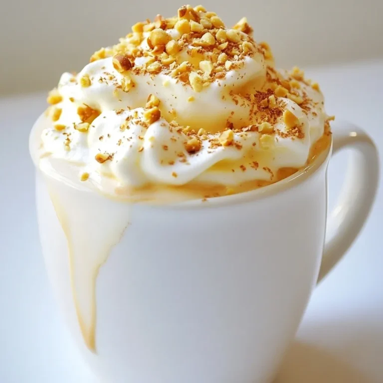 Here are the simple and tasty ingredients you'll need for hot hazelnut coffee: - 2 cups freshly brewed coffee - 1/4 cup hazelnut syrup - 1/2 cup milk (whole, almond, or oat) - 1 tablespoon unsweetened cocoa powder - 1 teaspoon vanilla extract - Whipped cream - Chopped hazelnuts - Flaky sea salt Each ingredient plays an important role. The coffee gives you the base, while hazelnut syrup adds sweetness and a nutty flavor. The milk brings creaminess. Cocoa powder adds depth, and vanilla gives a nice aroma. Topping it all with whipped cream and hazelnuts adds flair and crunch. A sprinkle of flaky sea salt at the end balances the sweetness and enhances the flavors. Choose your favorite coffee blend for the best taste. Whole milk will make it rich, while almond or oat milk offers a lighter option. Enjoy personalizing this drink to match your taste! {{ingredient_image_2}} To brew your coffee, pick your favorite blend. A strong coffee gives the best flavor. You can use a drip coffee maker or a French press. Make sure to brew it hot and fresh. This will help the hazelnut flavor shine through. Heat your milk in a small pot over medium heat. Stir it often so it does not burn. When the milk starts to steam, add cocoa powder and vanilla. Whisk it well until it is smooth and frothy. This mix adds a rich taste. In a large mug, pour in the hot coffee. Add the hazelnut syrup and stir well. This helps the syrup blend in. Next, carefully pour in your frothy milk. Stir gently so all the flavors mix nicely. Taste your hot hazelnut coffee. If you want it sweeter, add more hazelnut syrup. You can also add a pinch of flaky sea salt. This little touch adds depth and balance to the drink. Top your coffee with whipped cream for a special treat. Sprinkle chopped hazelnuts on top for a nice crunch. For a fun look, serve in clear mugs. Pair it with shortbread cookies for a sweet snack. For a perfect hot hazelnut coffee, pick a bold coffee. Dark roasts work well. They give a strong base for the rich hazelnut flavor. Try blends that include chocolate or nutty notes. These can enhance your drink. If you prefer lighter coffee, go for a medium roast. It still pairs nicely with hazelnut syrup. You can choose different milks based on your taste. Whole milk gives a creamy texture. Almond milk adds a nutty twist, while oat milk is smooth and sweet. Each milk has a unique flavor. When frothing, heat the milk gently. Use a whisk or a frother to create foam. This makes your drink feel special. To make your hazelnut coffee even better, consider adding spices. A dash of cinnamon or nutmeg can elevate the taste. You can also try flavored syrups. Caramel or vanilla syrup offers a sweet kick. If you're looking for healthier swaps, use less syrup. You can add a splash of milk instead. This keeps the flavor rich without extra sugar. Pro Tips Use Freshly Ground Coffee: For the best flavor, grind your coffee beans just before brewing. Freshly ground coffee will enhance the overall taste of your Hot Hazelnut Coffee Delight. Experiment with Milk Alternatives: Try different types of milk such as coconut, soy, or cashew for unique flavor profiles. Each milk will give a different creaminess and taste to your coffee. Adjust Sweetness to Taste: Don’t hesitate to modify the amount of hazelnut syrup based on your personal sweetness preference. Taste as you go to achieve the perfect balance. Add a Flavor Boost: Consider adding a hint of cinnamon or nutmeg to the cocoa-infused milk for an extra layer of warmth and spice that complements the hazelnut beautifully. {{image_4}} To make decaf hazelnut coffee, start with decaf coffee beans. You can brew it just like regular coffee. Use the same amounts of hazelnut syrup and milk. The taste remains rich and smooth. You still enjoy all the flavors without the caffeine kick! For iced hazelnut coffee, brew your coffee and let it cool. Fill a glass with ice. Pour the cooled coffee over the ice. Add hazelnut syrup and mix well. Then, pour in cold milk and stir. Top with whipped cream and chopped hazelnuts for a refreshing drink. If you want a vegan version, swap regular milk with almond or oat milk. Use your favorite plant-based milk to keep it creamy. The hazelnut syrup adds sweetness, while the cocoa gives depth. You still get the same rich taste without dairy! To keep your coffee fresh, store it in an airtight container. This helps keep out moisture and light. Place it in a cool, dark place, like a pantry. Avoid keeping coffee in the fridge, as it can absorb nearby smells. For hazelnut syrup, keep it in the fridge. Use a glass bottle or jar with a tight lid. It can last for about a month if stored properly. Always check for any changes in smell or color before using. For reheating brewed coffee, the best method is to use the stove. Pour your cold coffee into a small saucepan. Heat it over low to medium heat, stirring gently. This helps keep the flavor intact. Avoid boiling, as it can change the taste. If you need to reheat milk, use a small saucepan too. Heat it slowly over low heat. Stir it often to prevent scorching. You can also use a microwave. Heat in short intervals, checking often. This way, your milk stays smooth and warm. Hot hazelnut coffee is a warm drink that mixes coffee with hazelnut syrup, milk, and cocoa. This drink has a rich, nutty flavor that warms you up. The whipped cream on top adds a creamy touch. Chopped hazelnuts give it a nice crunch. It’s perfect for cold days or when you need a treat. Yes, you can! If you don’t have hazelnut syrup, try using vanilla syrup or caramel syrup instead. You can even use ground hazelnuts for a natural flavor. Just add them directly to your coffee. You can also play with flavors like almond or chocolate to make it your own. Hazelnut coffee can have some health perks. Coffee is full of antioxidants, which help fight free radicals in your body. Hazelnuts are rich in healthy fats and vitamins. They can promote heart health and boost brain function. Just remember to enjoy in moderation, especially with added sugar and cream. To serve hot hazelnut coffee to many people, scale up the recipe. Brew a larger pot of coffee, using 10 cups instead of 2. Use 1 1/4 cups of hazelnut syrup and 2 1/2 cups of milk. Heat the milk in a big pot, adding cocoa and vanilla. Mix everything in a large bowl and pour into cups. Don’t forget the whipped cream and hazelnuts on top! You now have all the tools to make delicious hot hazelnut coffee. We covered the key ingredients, easy steps, and tips for the best taste. Remember to experiment with different coffees and milk types. Try out variations like iced or decaf to suit your mood. Use these tips for storage and reheating to enjoy your drink longer. With a few additions, you can impress your friends and family. Enjoy every sip of your homemade creation!